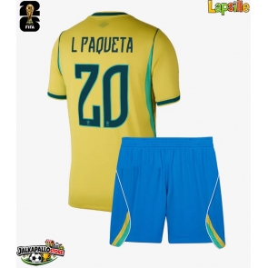 Brasilia Lucas Paqueta #20 Kotipaita Lapsille MM-kisat 2026 Lyhythihainen (+ shortsit)